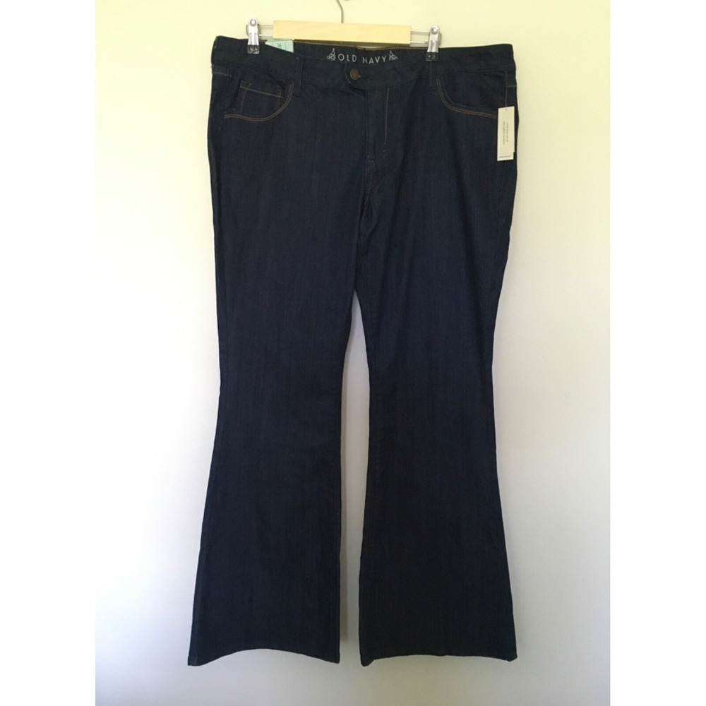 NWT Old Navy Jeans Slim Flare Leg Low Rise Stretch Womens Sz 16 Dark Wash